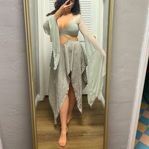 Dolls Kill Echo Asymmetrical Mesh Wrap Dress by Darker WAVS